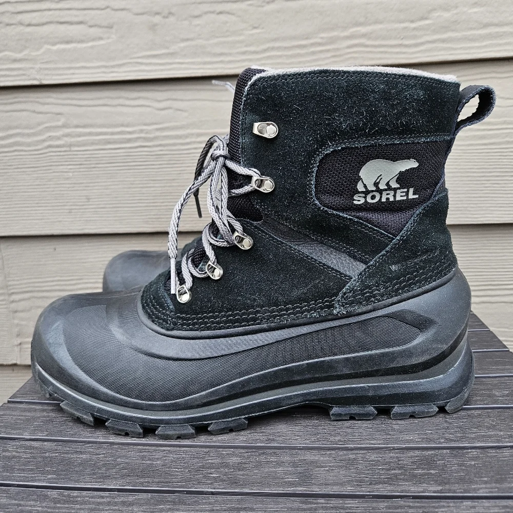 Sorel Men's Buxton Lace Up Waterproof Boots Black Quarry Snow Warm Size 10.5